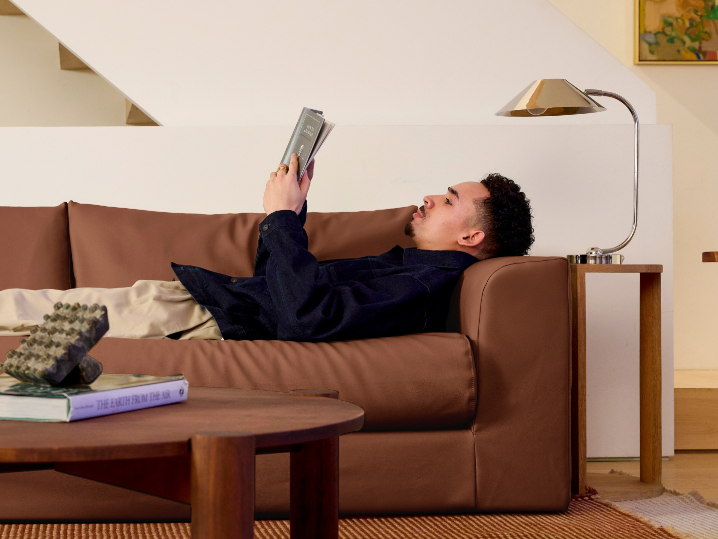 The Elevate Sectional in Cactus Leather