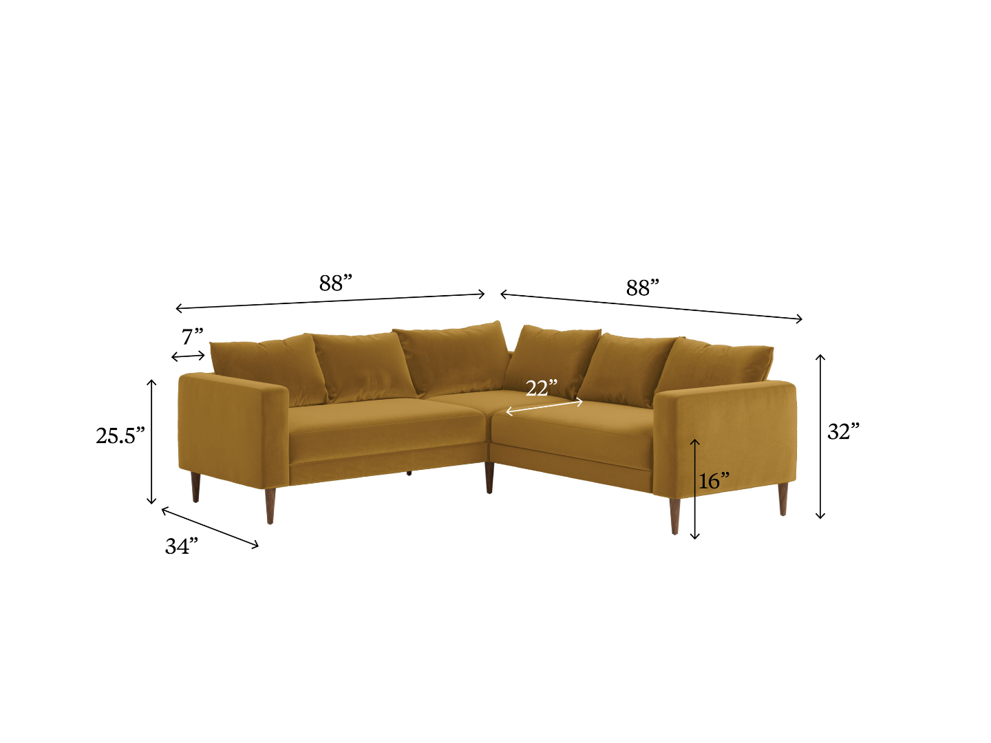 The Essential Corner Sectional (5 Seat) in Recycled Velvet