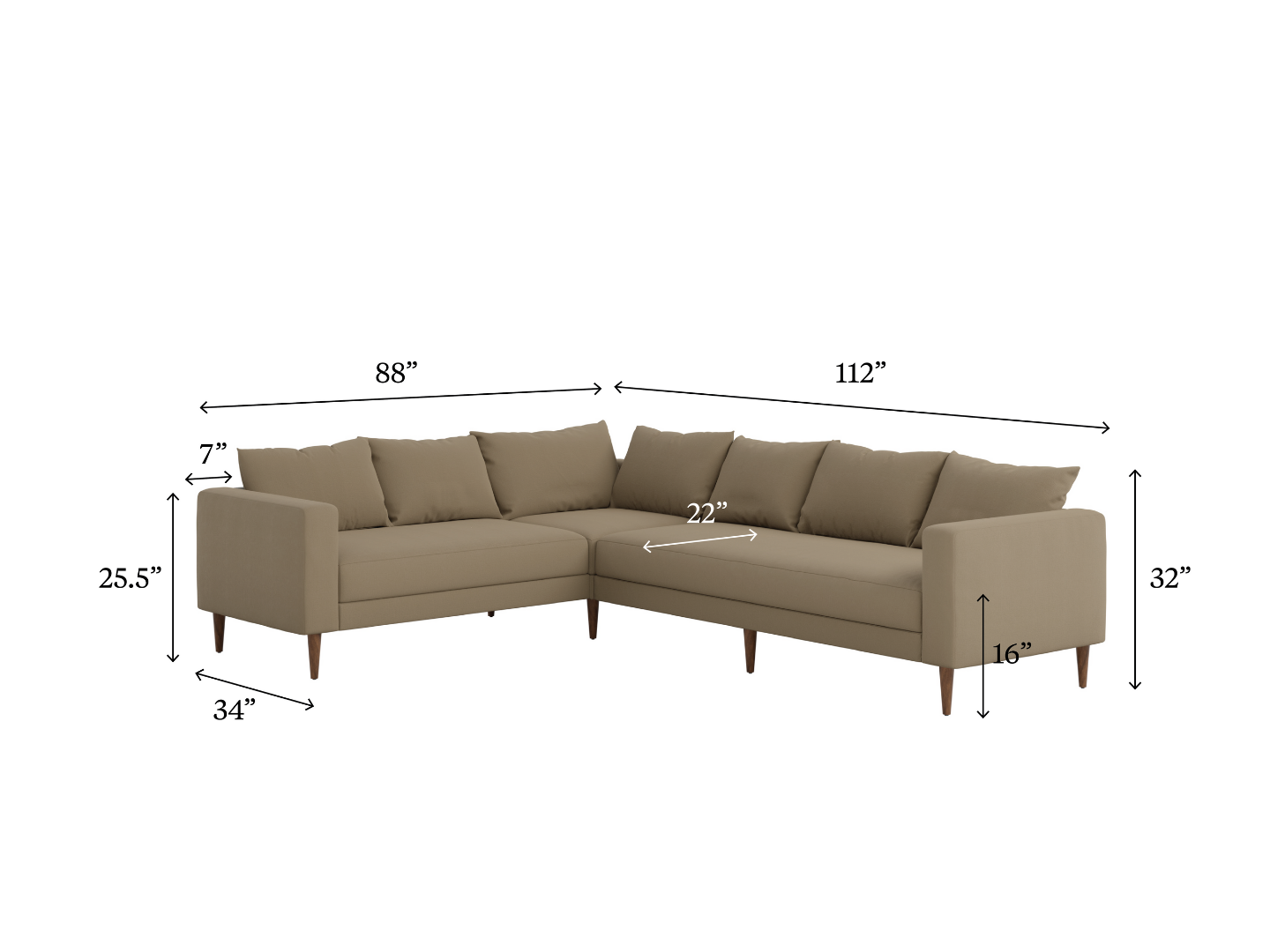 The Essential Corner Sectional (6 Seat) in Hemp Blend