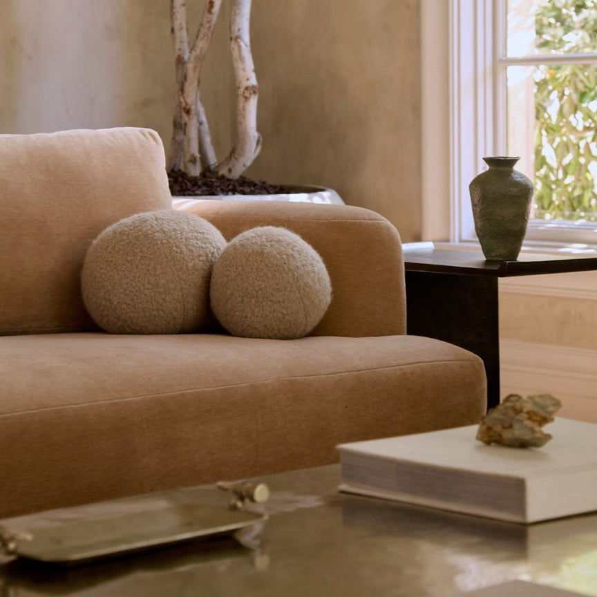 Teddy Sphere Pillow - Beige