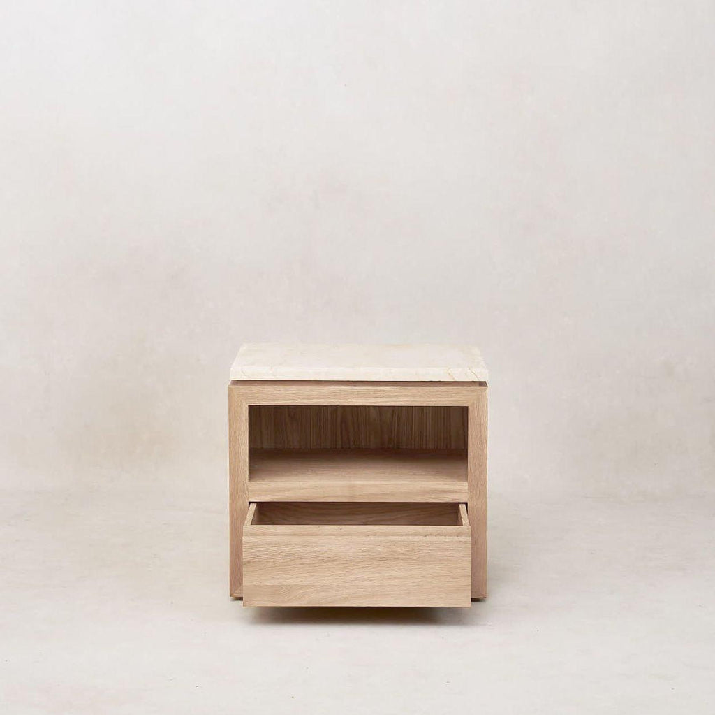 Sofita Marble Nightstand - White Oak